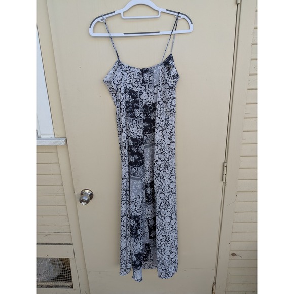 Rampage Black White Floral Patchwork Maxi Dress Spaghetti Straps - Picture 5 of 6